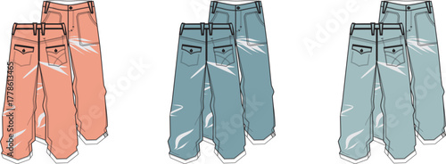 Colorful Pants Set Fashion Illustration of Casual Wear