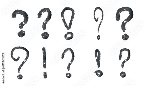 Hand-drawn Question and Exclamation Marks Collection — Rough Sketched Punctuation Symbols Set