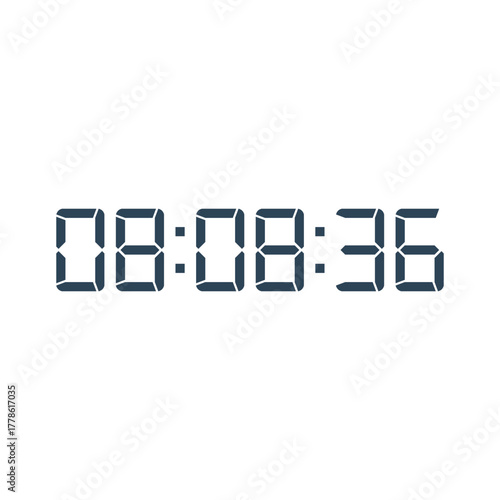 LED digital clock number for counter or calculator mockup design