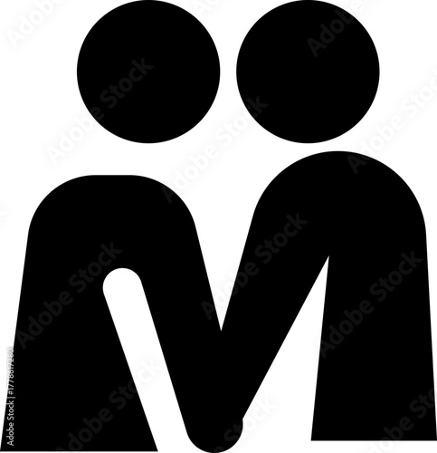 Hug icon , friendship, love, care, and emotional connection symbols showing people embracing, compassion, unity, affection, relationships and kindness for relationship and support design badge, symbol