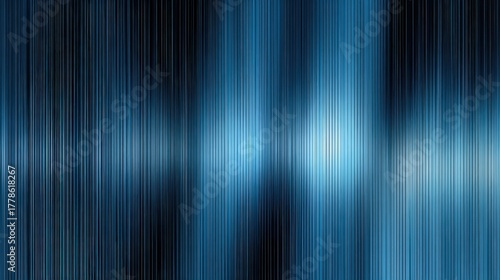 Abstract Blue Vertical Lines On Dark Background with Reflective Metallic Surface