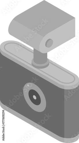 Isometric Icon of a Car DVR Camera for Dashboard Recording