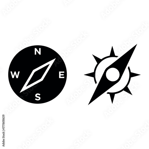 Compass Icon Set – Navigation and Travel Direction Symbols