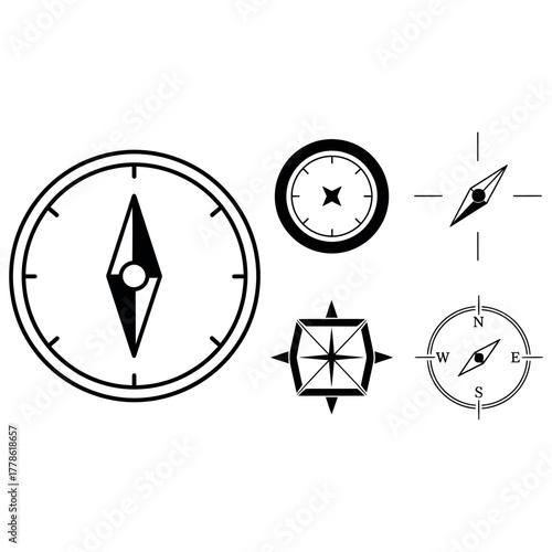 Compass Icon Set – Navigation and Travel Direction Symbols