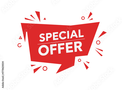 Special Offer Banner Design – Red Promotional Vector Illustration