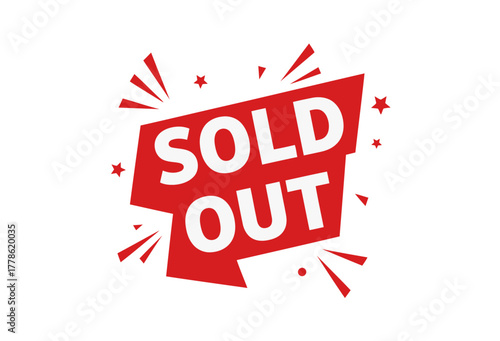 Sold Out Announcement Graphic – Red and White Vector Template