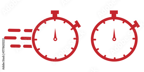 Fast delivery icon with timer. Fast stopwatch line icon. Fast delivery shipping service sign. Speed clock symbol urgency, deadline, time management, competition sign