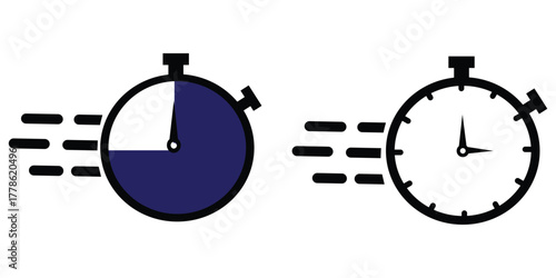 quick time icon, speed time vector icons set isolated on white background - vector illustration eps10