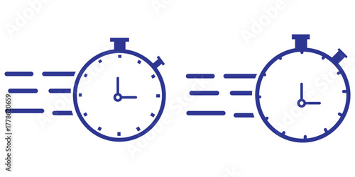 Timer icons set. Quick time or deadline icon. Express service symbol. Countdown timer and stopwatch icons isolated on white. Vector illustration.