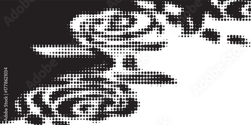 Abstract Black and White Halftone Pattern with Varying Dot Sizes.
