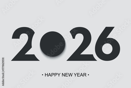 Minimalist 2026 New Year Design with Solid Circle