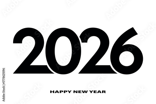Bold Black 2026 Typography with New Year Message