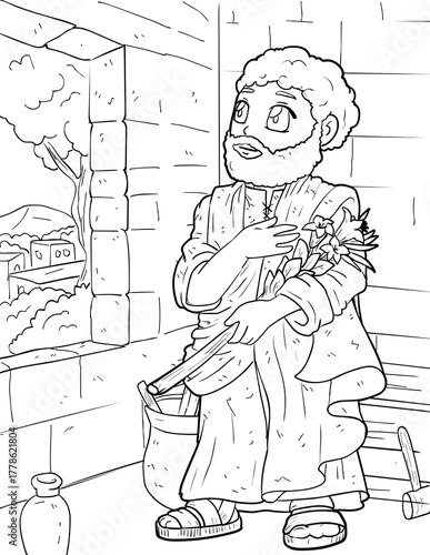 Saint Joseph Holding Lilies Coloring Page - New Testament Figure