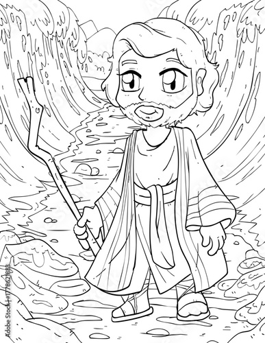 Moses with the Ten Commandments Tablets Coloring Page - Biblical Prophet
