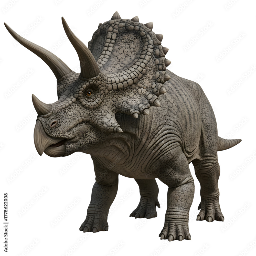 Obraz premium Realistic triceratops dinosaur isolated on transparent background