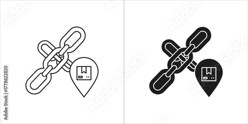 Secured delivery black glyph icon