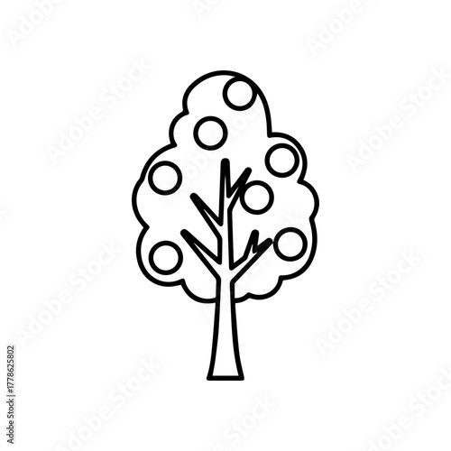 Stylized apple tree icon illustration for gardening and sustainable living projects