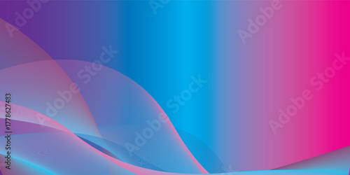 Abstract Gradient Waves with Fine Lines in Blue Pink and Purple.