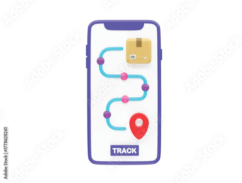Mobile Package Delivery Tracking App Interface icon 3d render illustration