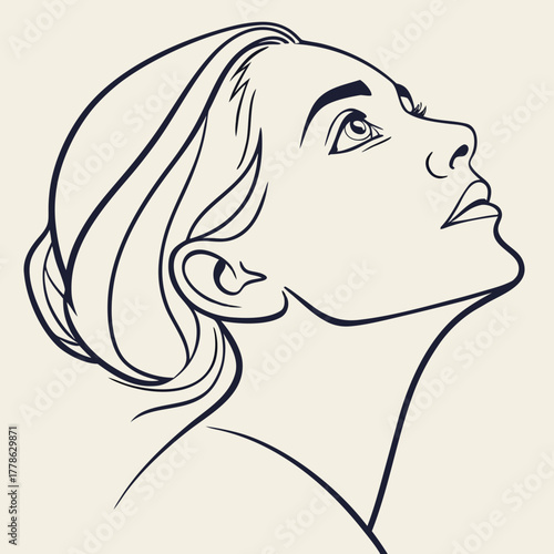 Beautiful woman looking up