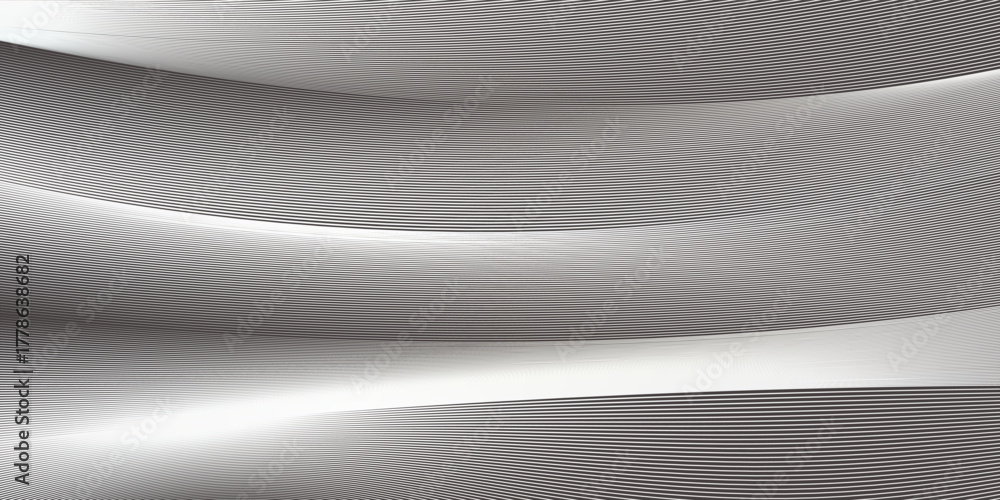 Naklejka premium Modern gray abstract backdrop with elegant curved wave lines and subtle mesh gradients. Ideal for corporate design, tech branding, web templates, and digital posters.
