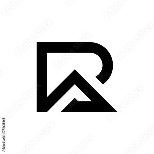A minimalist black and white logo featuring a stylized letter R integrated with an upward-pointing arrow or mountain peak, representing progress and aspiration.
