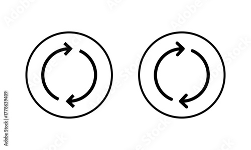 Sync arrow icon in circle line. Circular rotation symbol for refresh, reload, and update process