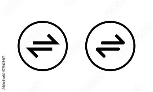 Swap arrow icon in circular outline. Two opposite direction arrows symbol. Exchange sign
