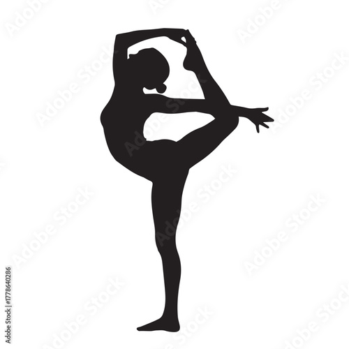 Black vector silhouette of a dancing woman with a beautiful body, posing in high heels
