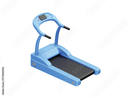 Blue Treadmill Exercise Machine 3D icon Render illustration