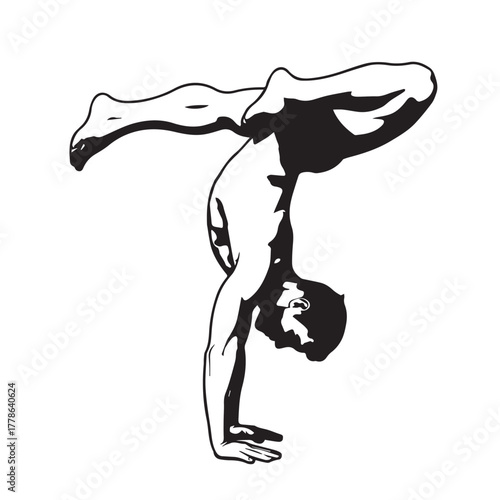 Black vector illustration of people silhouettes dancing and a woman doing yoga pose for sport and fitness