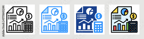 Business Calculation Icon Collection Set Multiple Style
