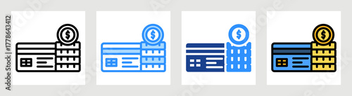 Cash Advance Icon Collection Set Multiple Style