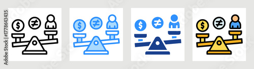 Income Inequality Icon Collection Set Multiple Style