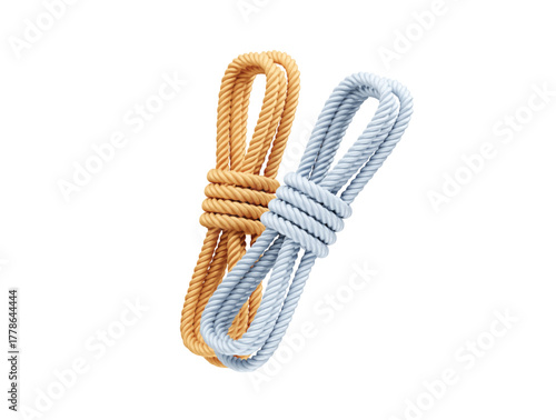 Coiled Ropes Tied with a Knot icon 3d rendering illustration