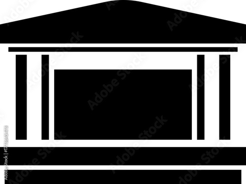 Outdoor Music Festival Stage Icon Concert, Performance, Theater, and Event Platform Symbol Entertainment, Show, and Auditorium Vector in Black Color Flat Style