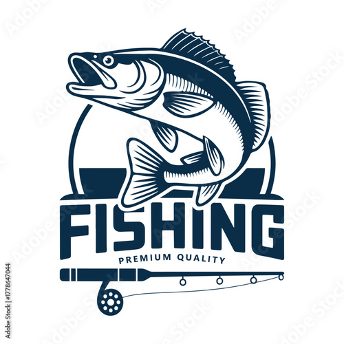Modern fishing logo logo for fisherman fish on a fishing hook illustration Tshirt design