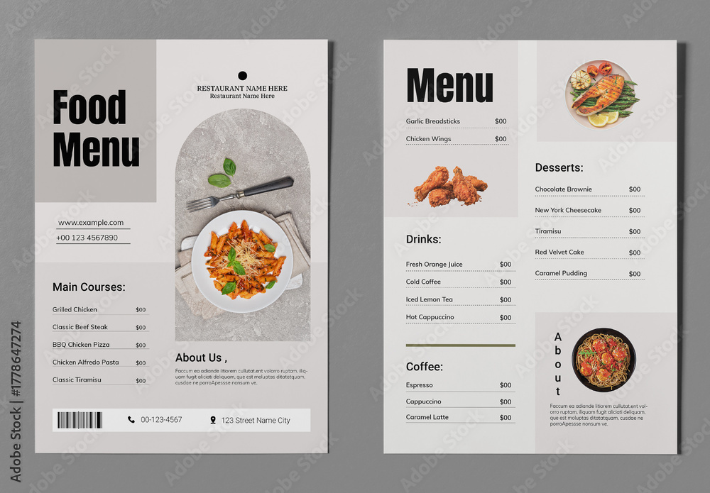 Food Menu Template Layout Stock Template | Adobe Stock