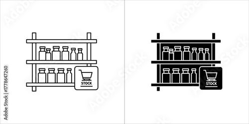 Pharmacy shelves icon in vector format