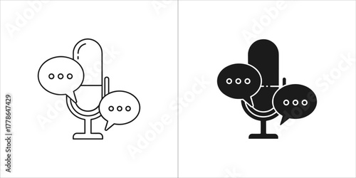Podcast microphone with speech bubble for communication
