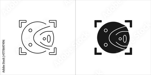 Black eye scan icon for web and mobile