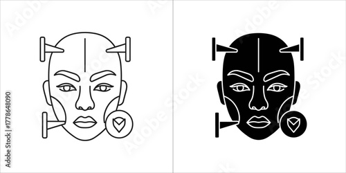 Face lift icon for cosmetic surgery concept