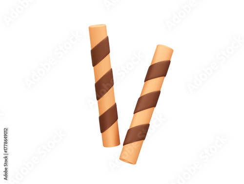 Delicious Chocolate Wafer Rolls icon 3d rendering illustration