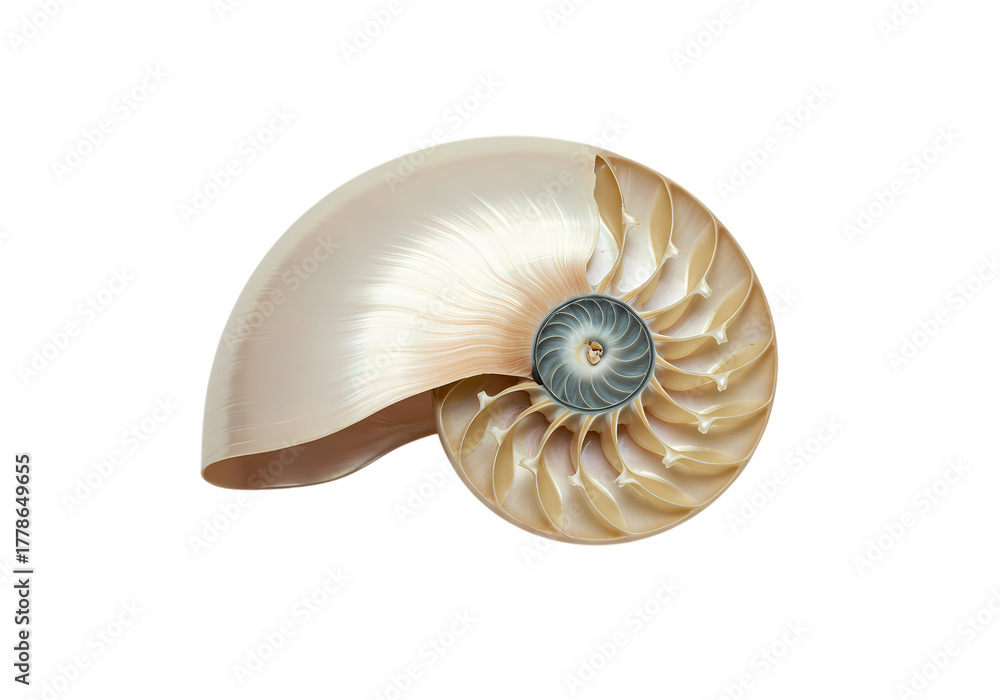 Obraz premium Stunning nautilus shell cross-section, perfect geometry