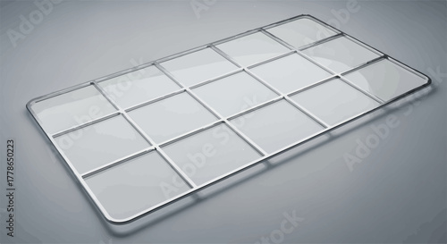 Clean, empty metal cooling rack on a plain gray background, ready for use.