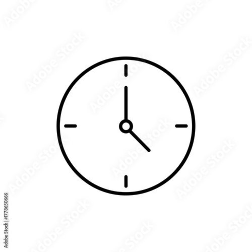 A wall clock with hour and minute hands, a business time concept vector icon illustration on a white background