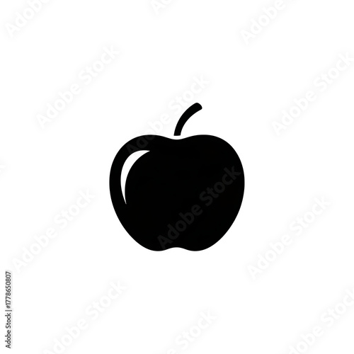 Red apple fruit isolated on black background, ripe and fresh nature illustration for healthy food diet