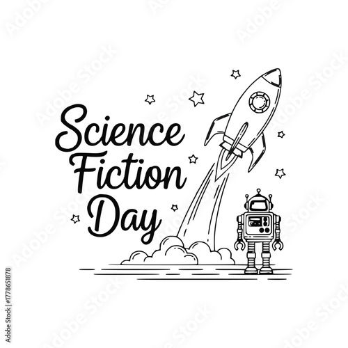 World fiction science day vector illustration