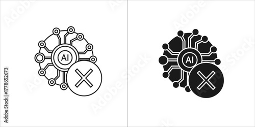 Artificial intelligence error icon in vector format