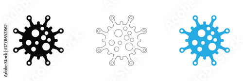 Clean water flows in modern design, four style choices icon,Bacteria or virus vector icons set. Vector illustration